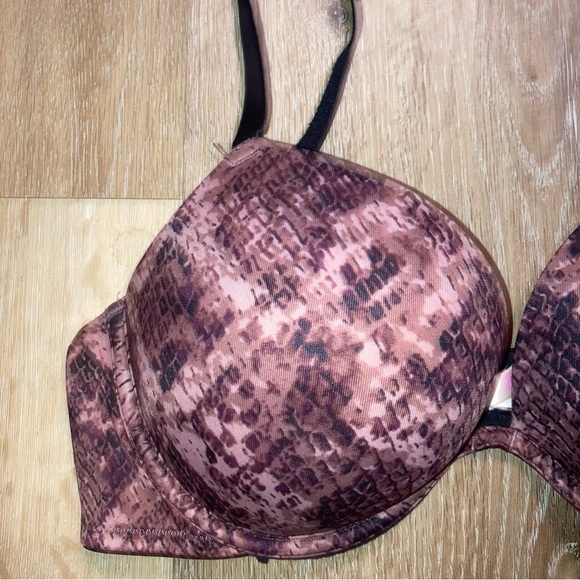 VS Pink 36C Pink and Black Snakeskin Print Wear Everywhere Push-Up Bra - Picture 2 of 5